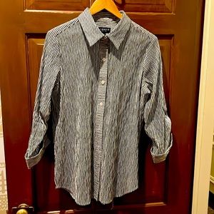 J’Envie collared blouse with 3/4 length gathered sleeves and turned back cuffs